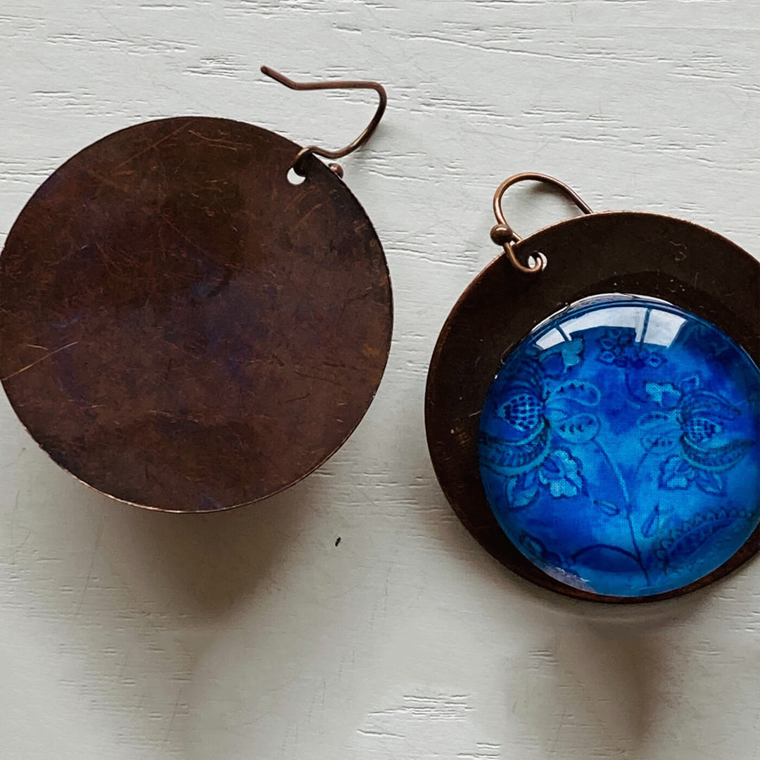 Blue Mughal Copper Earrings