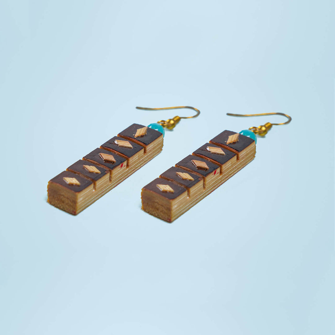 5-Blocked Handcrafted Bamboo Earrings