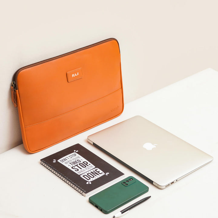 Sleek Faux Leather Personalized Laptop Sleeve