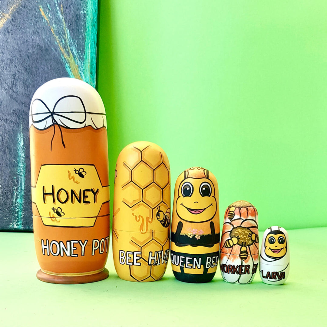 Life Cycle Of Honey Bee Wooden Dolls - Set of 5