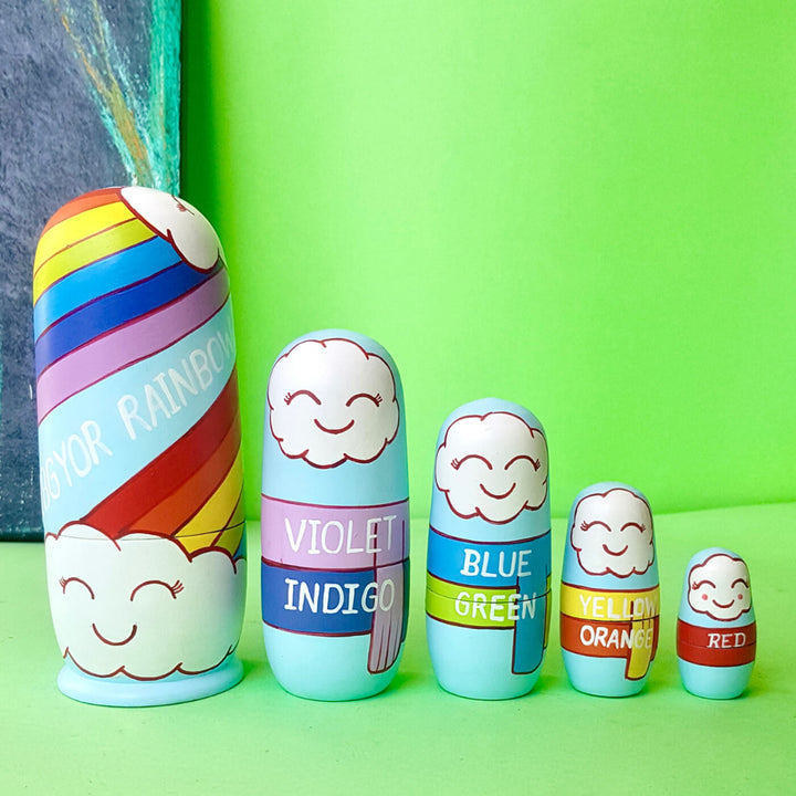 Rainbow Colors Wooden Dolls - Set of 5 - Zwende