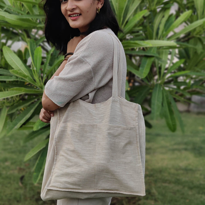 Premium Linen Tote Bag - Beige