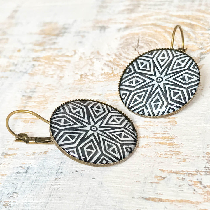 Black Rajastani Block Painted Earring