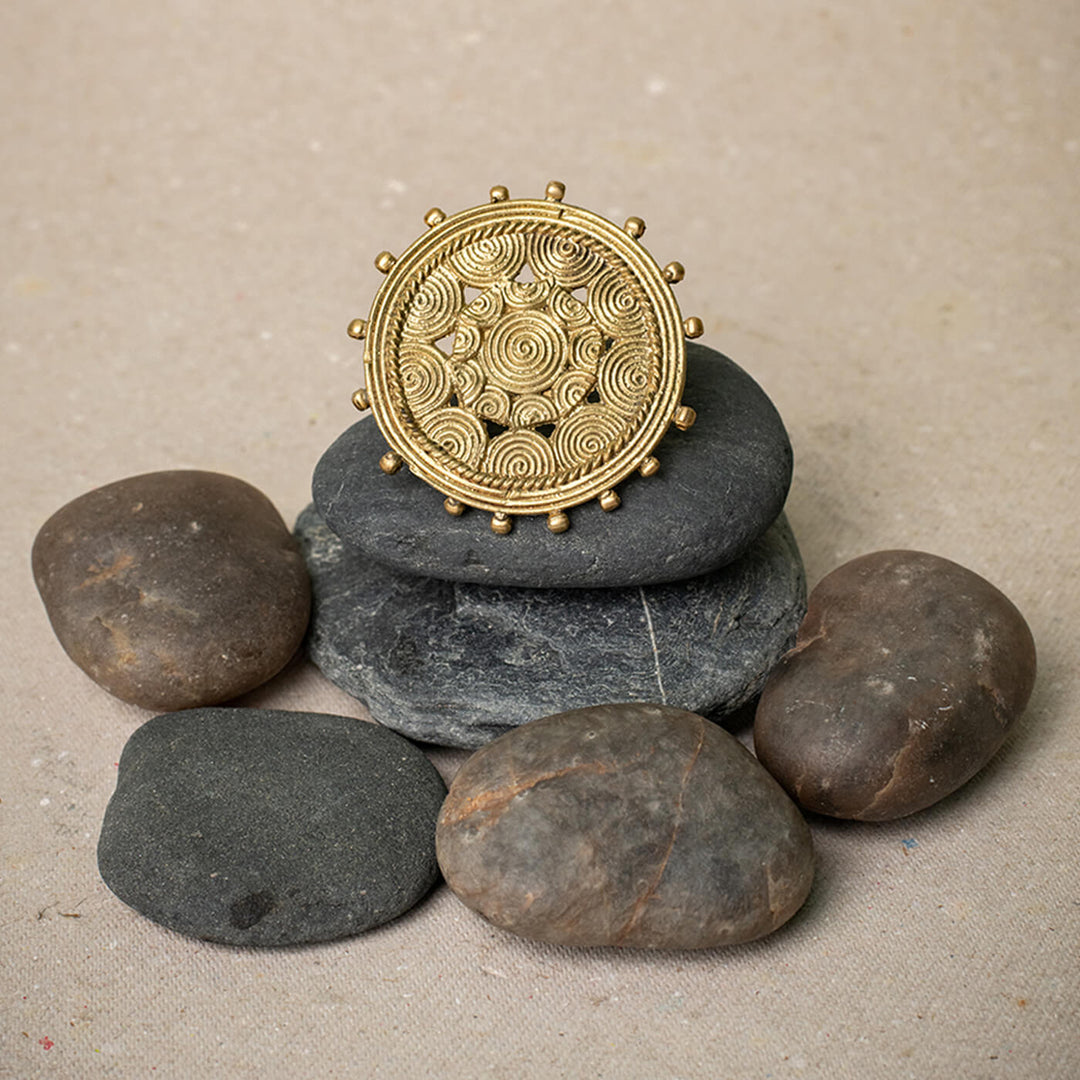 Adjustable Dhokra Moonlight Ring