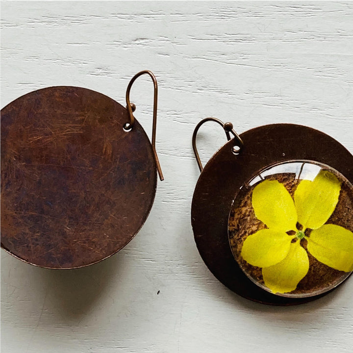 Yellow Laburnum Copper Earrings