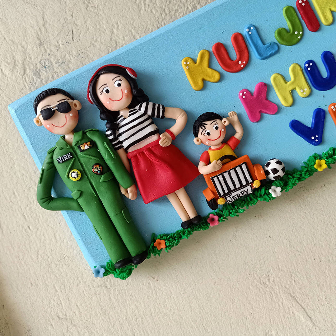 Personalised Blessed Home Family Name Plate - 3 Characters