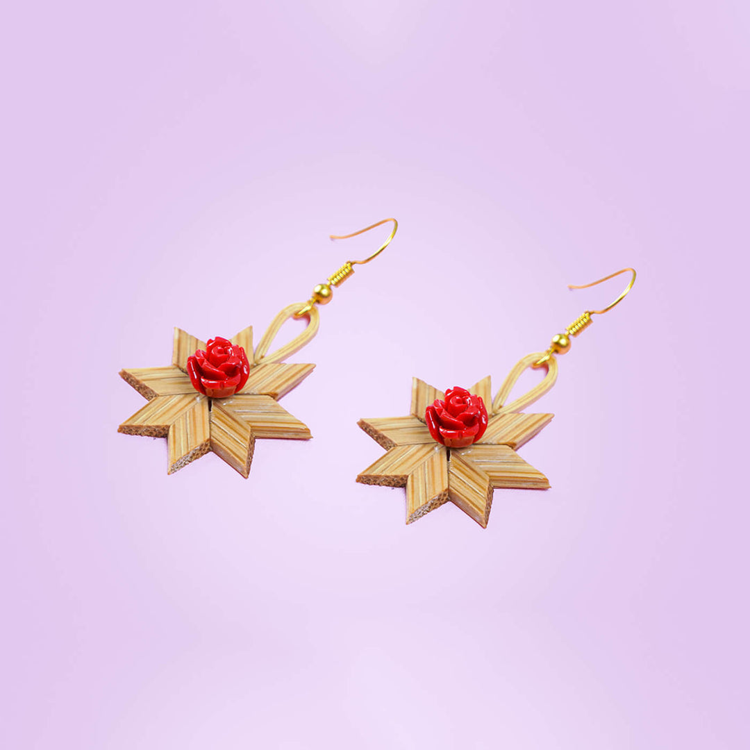 Star-Shaped Handcrafted Bamboo Earrings