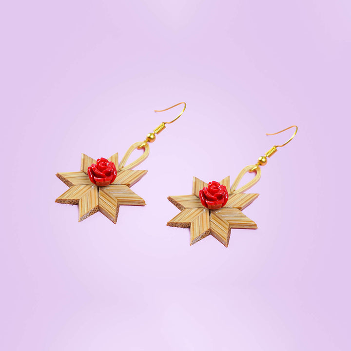 Star-Shaped Handcrafted Bamboo Earrings