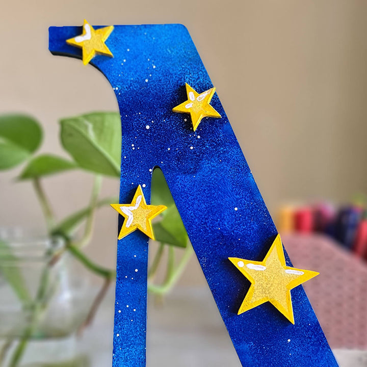 Starry Night Monogram Nameboard for Kids