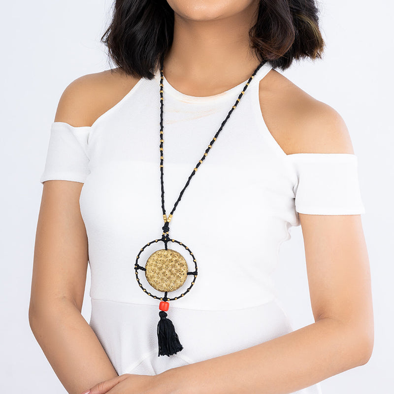 Contemporary Handmade Long beaded Tassel Necklace