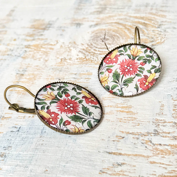 White Karauli Palace Mural Painted Earring