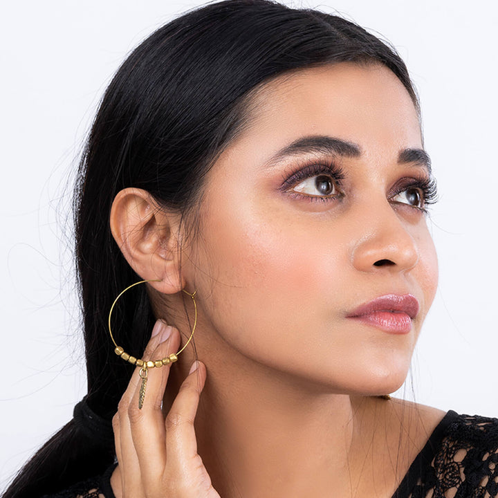 Handcrafted Gold tone Brass Hoops Earrings