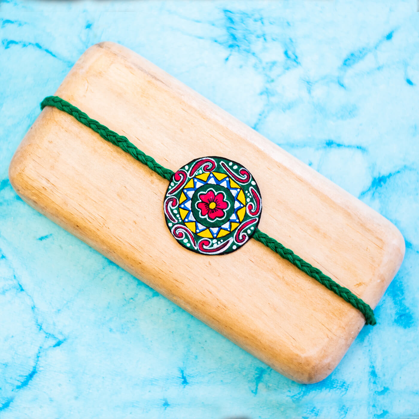 Buy Hand-painted Eco-friendly Seed Rakhi with Roli Chawal - Green ...