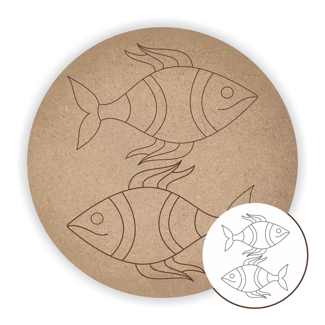 Pre Marked MDF Base - Double Fish - 8 Inches