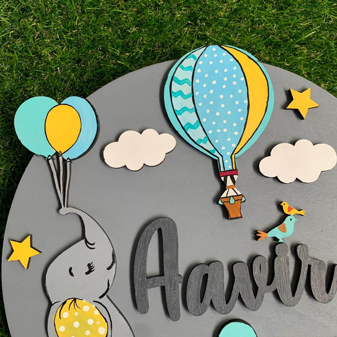 Flying Dumbo Hand-Painted Kids Nameboard