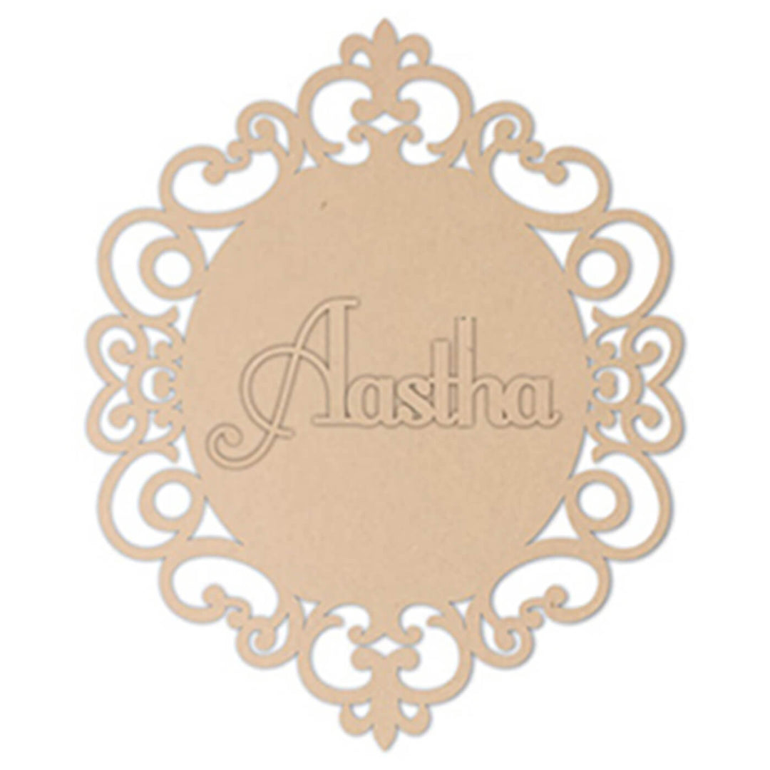 Ready to Paint MDF Nameplate - Oval with Floral Border