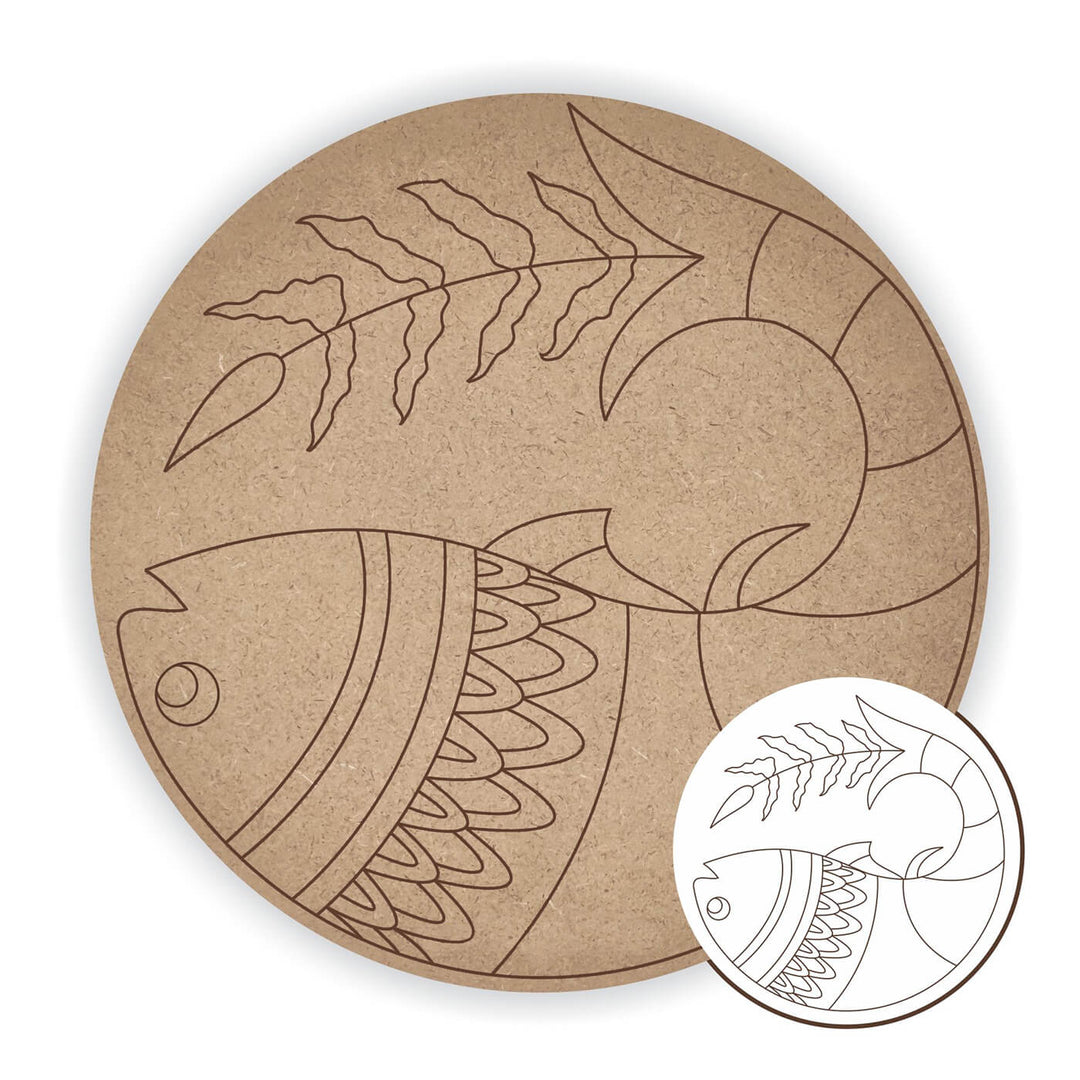 Pre Marked MDF Base - Upside Down Fish - 8 Inches