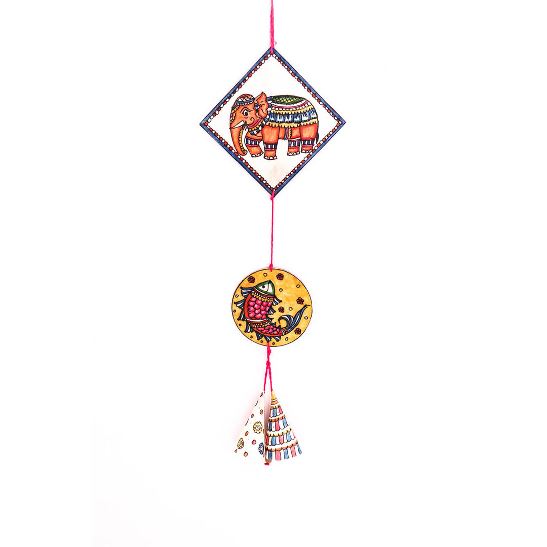 Hand-painted GajaMatsya Tholu Puppet Hanging