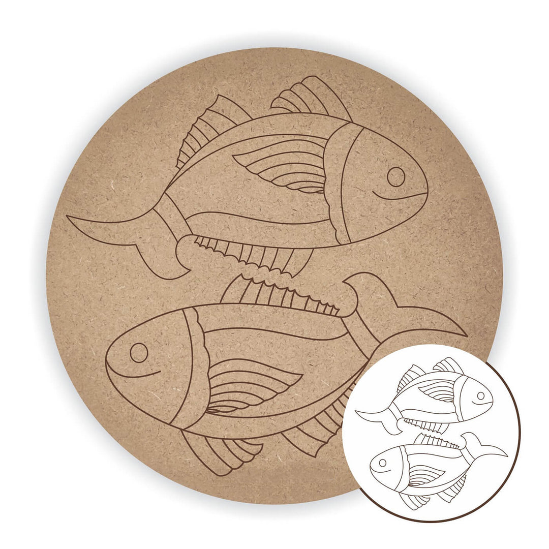 Pre Marked MDF Base - Sideway Fish - 8 Inches