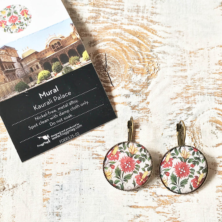 White Karauli Palace Mural Painted Earring
