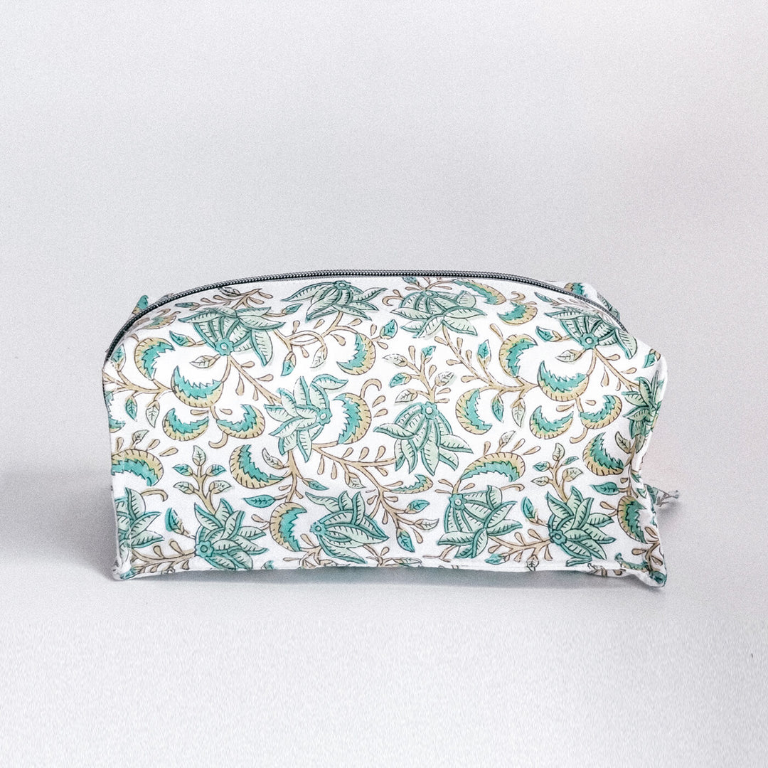 Green Floral Travel Makeup Organizer