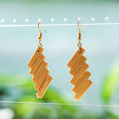 5-Striped Handcrafted Bamboo Earrings
