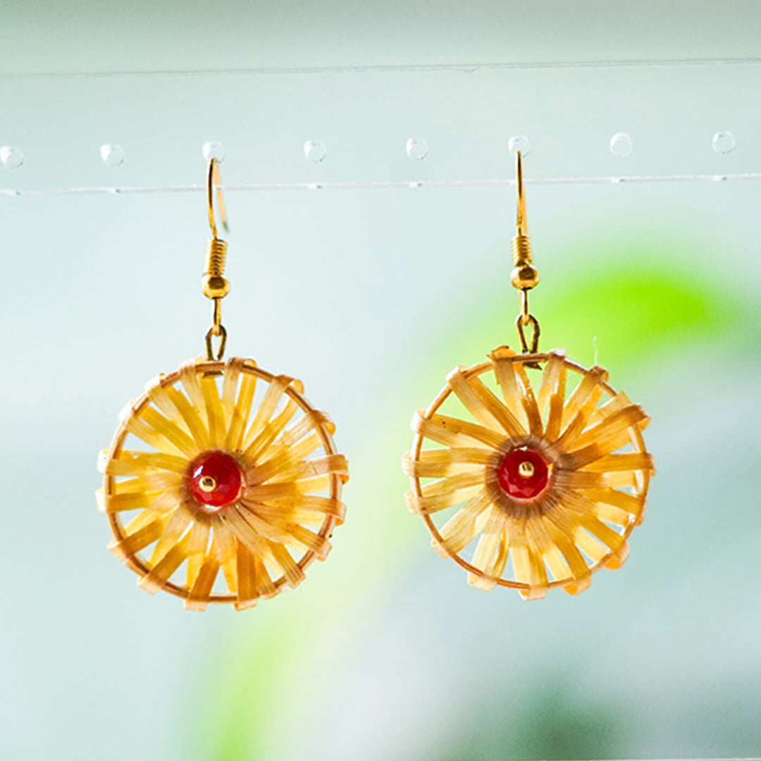 Round Handcrafted Bamboo Earrings