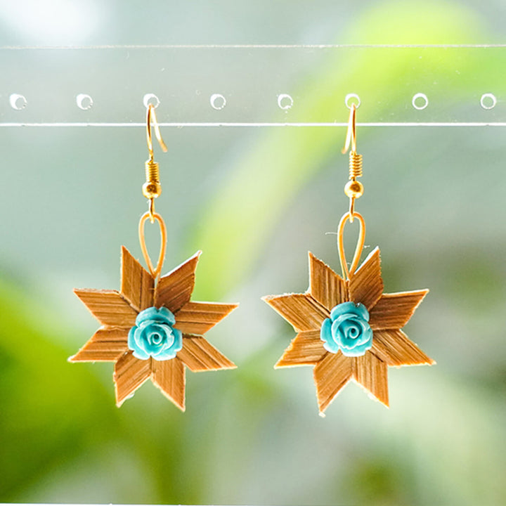 Star-Shaped Handcrafted Bamboo Earrings