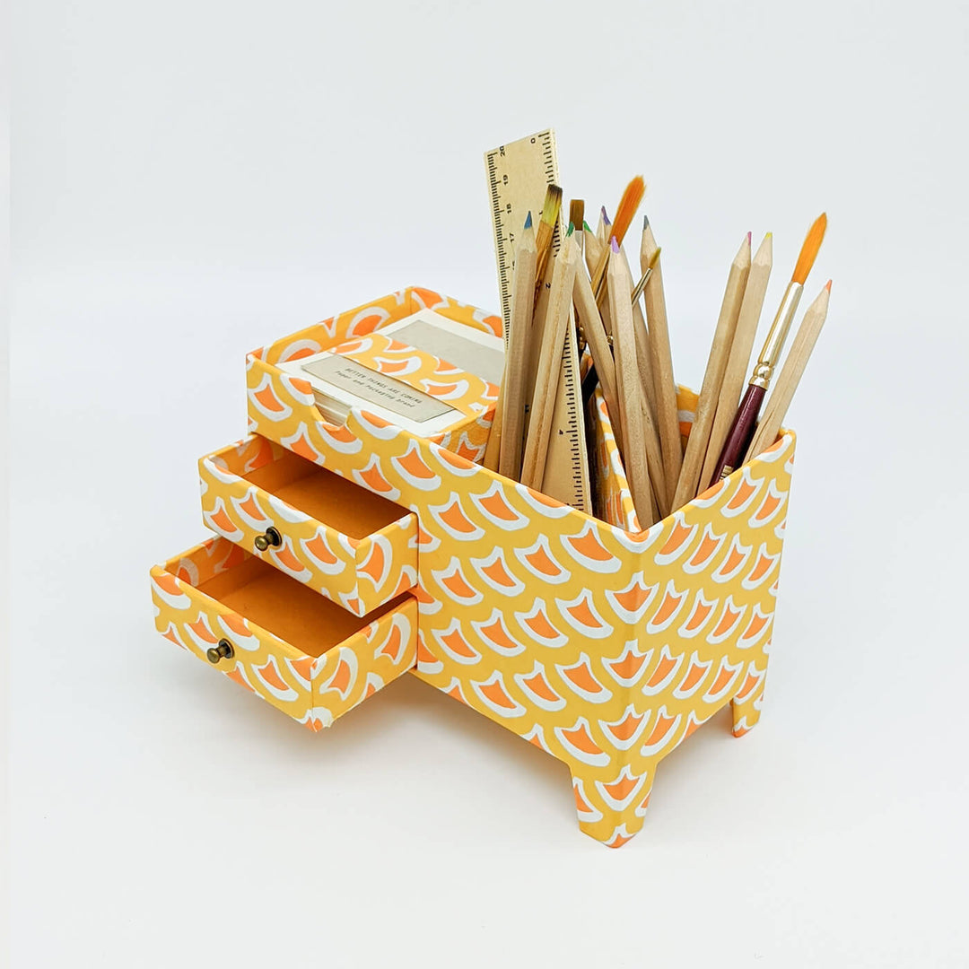 Buy Brown Handmade Paper Pen Stand Online On Zwende