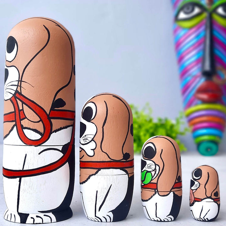 Pup Nesting Wooden Dolls - Set of 4