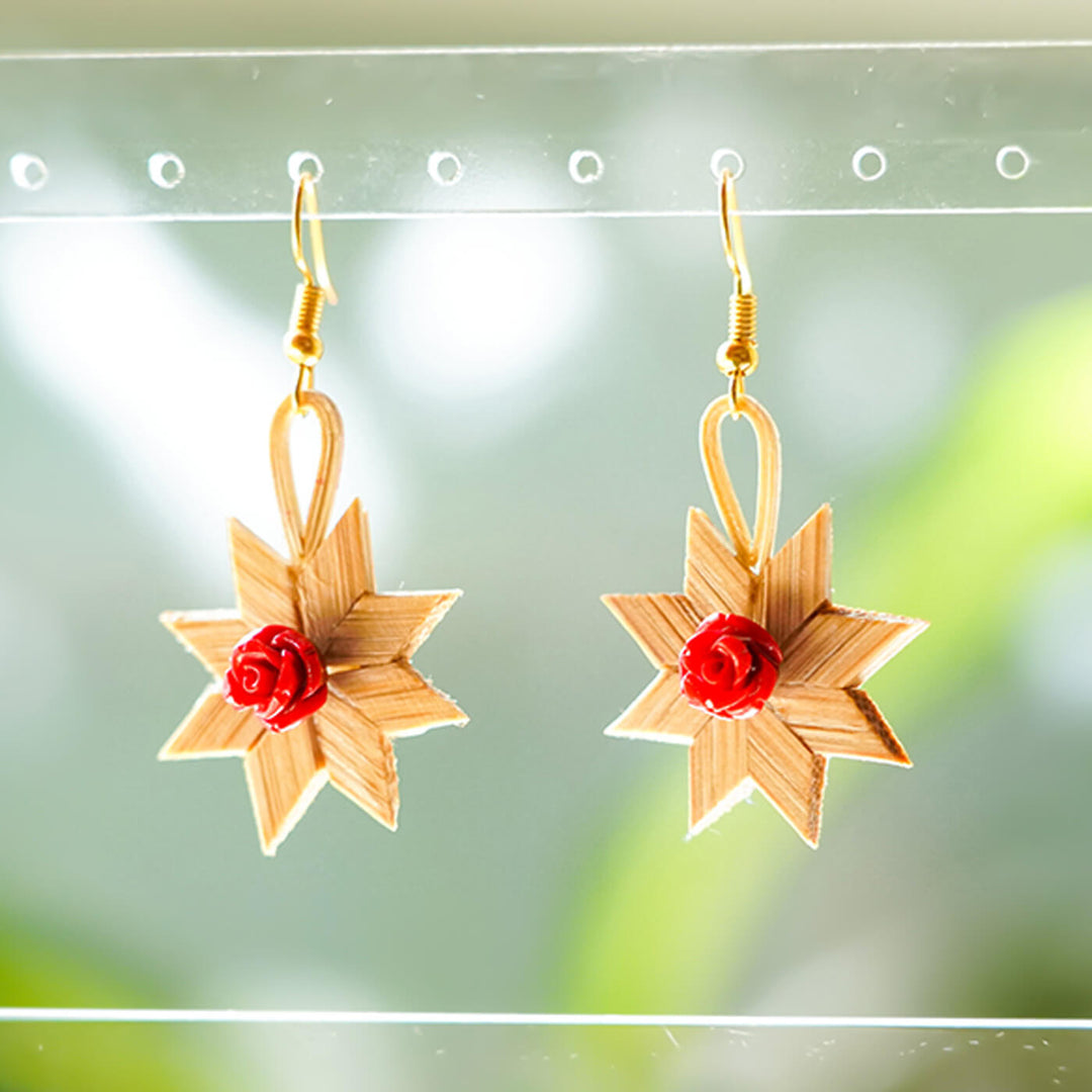 Star-Shaped Handcrafted Bamboo Earrings