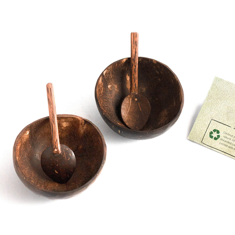 Coconut Shell Bowls and Spoons - Set of 2