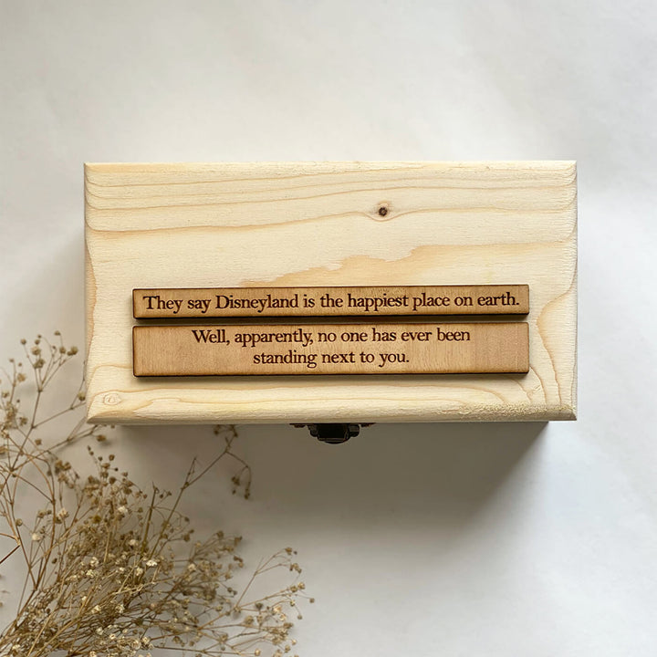 Personalized Big Wooden Box With Photos & Quote