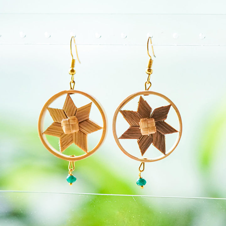 Star in a Circle Bamboo Earrings