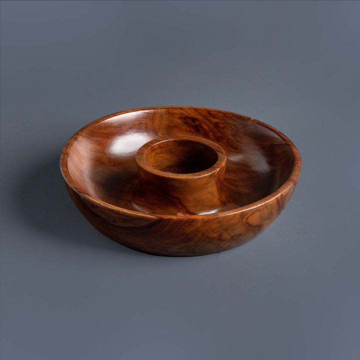 Cazo Sheesham Wood Chip and Dip Bowl