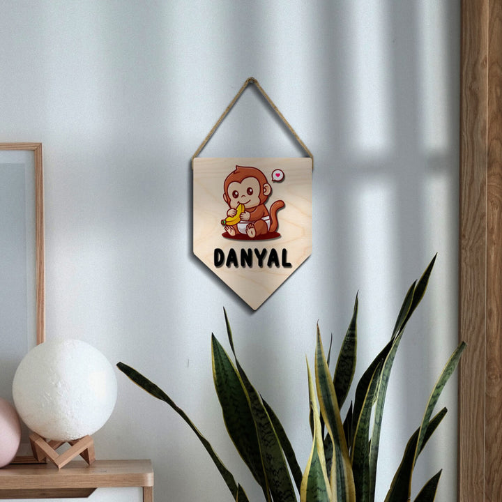 Kids Monkey Themed 3D Name Plate
