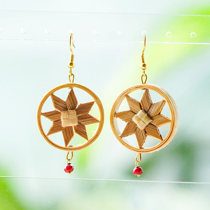 Star in a Circle Bamboo Earrings