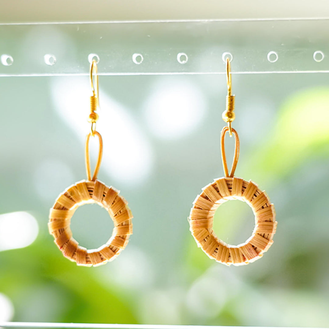 Hollow Round Bamboo Earrings