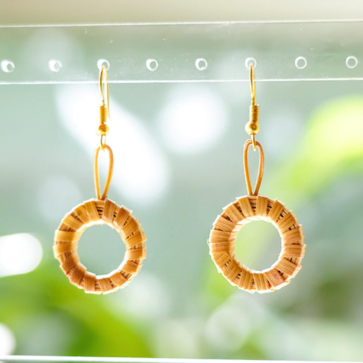 Hollow Round Bamboo Earrings
