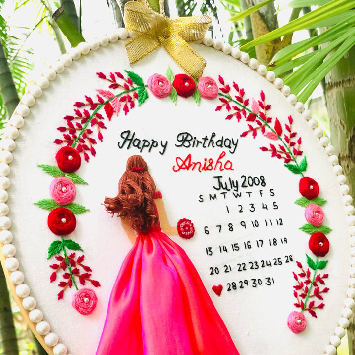 Hand Embroidered Personalized Birthday Hoop For Girls