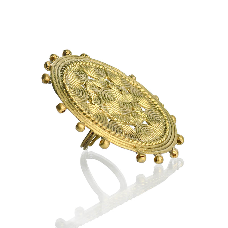 Adjustable Dhokra Moonlight Ring