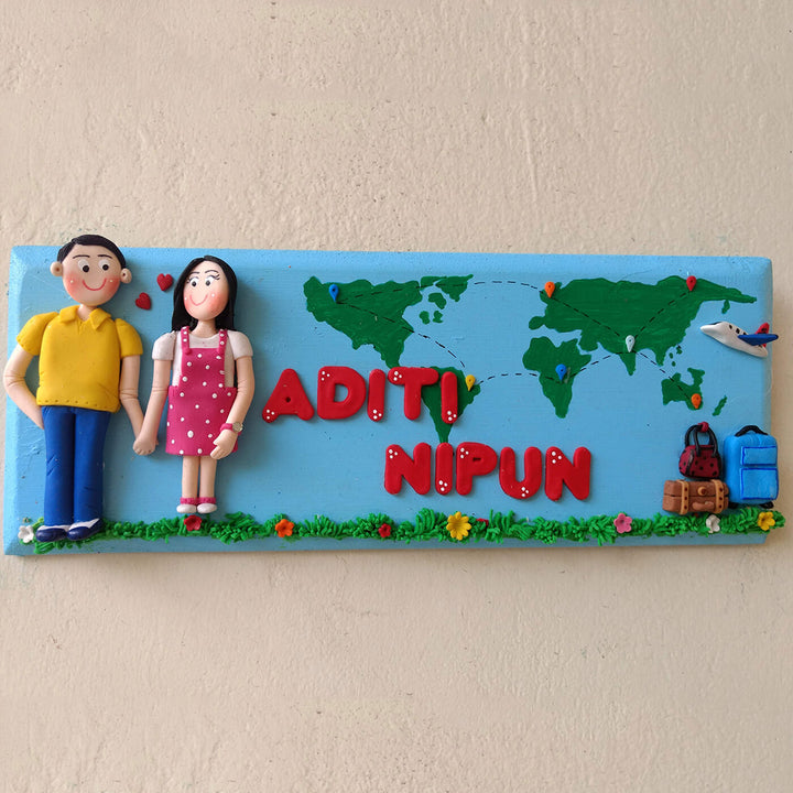 Personalised Travelling Couple Name Plate