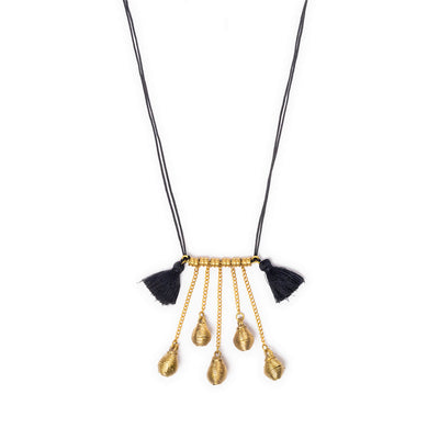 Contemporary Handmade Black And Gold Brass Necklace