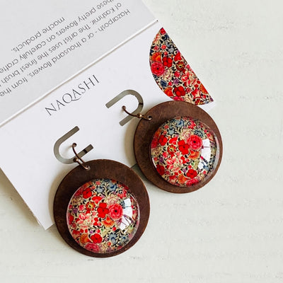Red Naqashi Hazarposh Copper Earrings