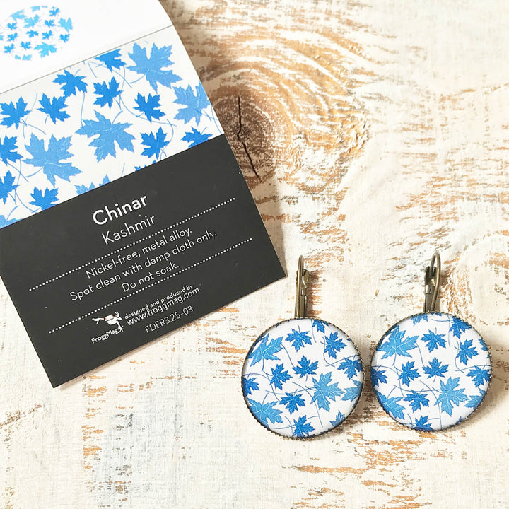 White Chinar Leaves Painted Earring