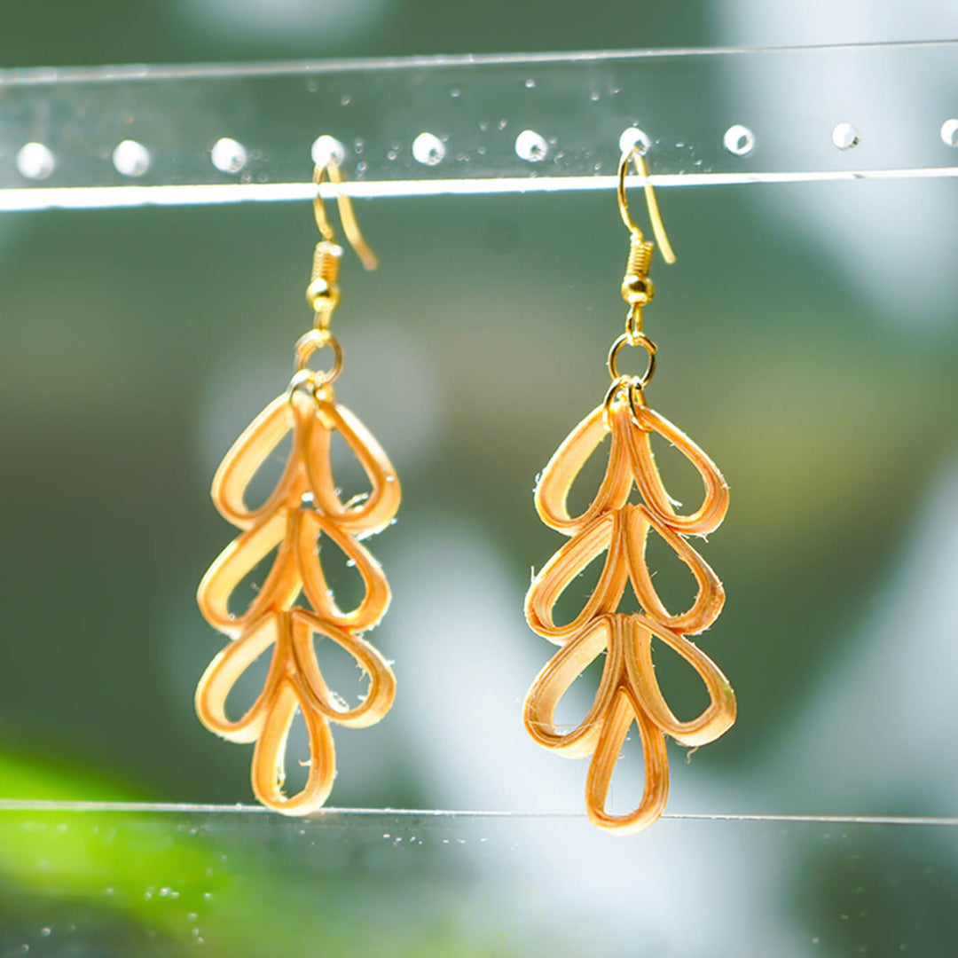Grape-Shaped Handcrafted Bamboo Earrings