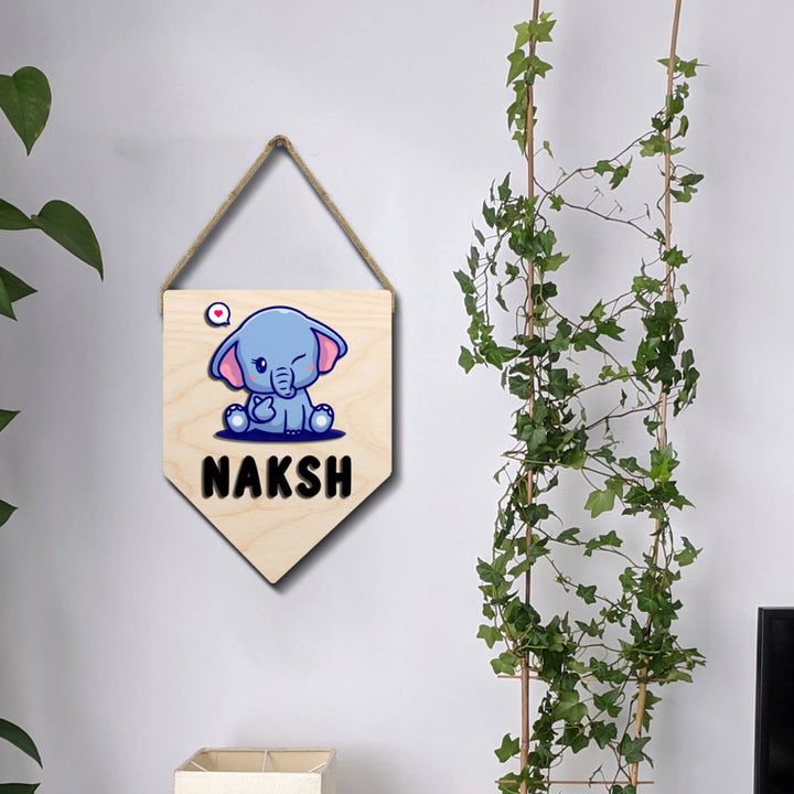 Kids Elephant Themed 3D Name Plate