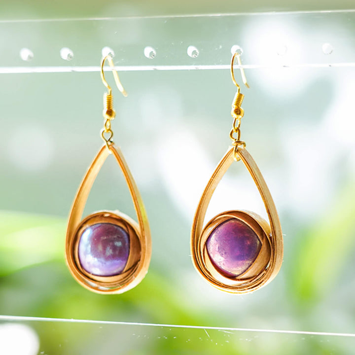 Purple Latkan Bamboo Earrings