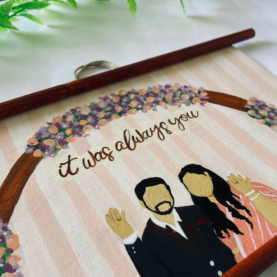 Hand Painted Personalised Couple Caricature Scroll