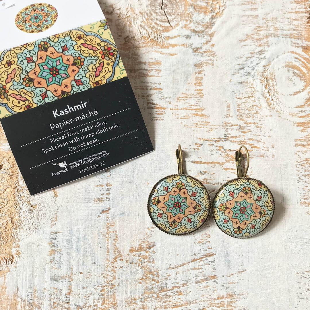 Blue Kashmiri Papier Mache Painted Earring